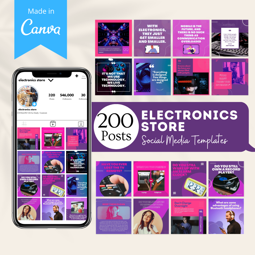 200 Electronics Store Posts - Social Media Templates