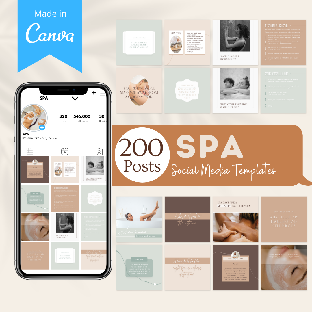 200 Spa Posts - Social Media Templates – Viralcontent.design