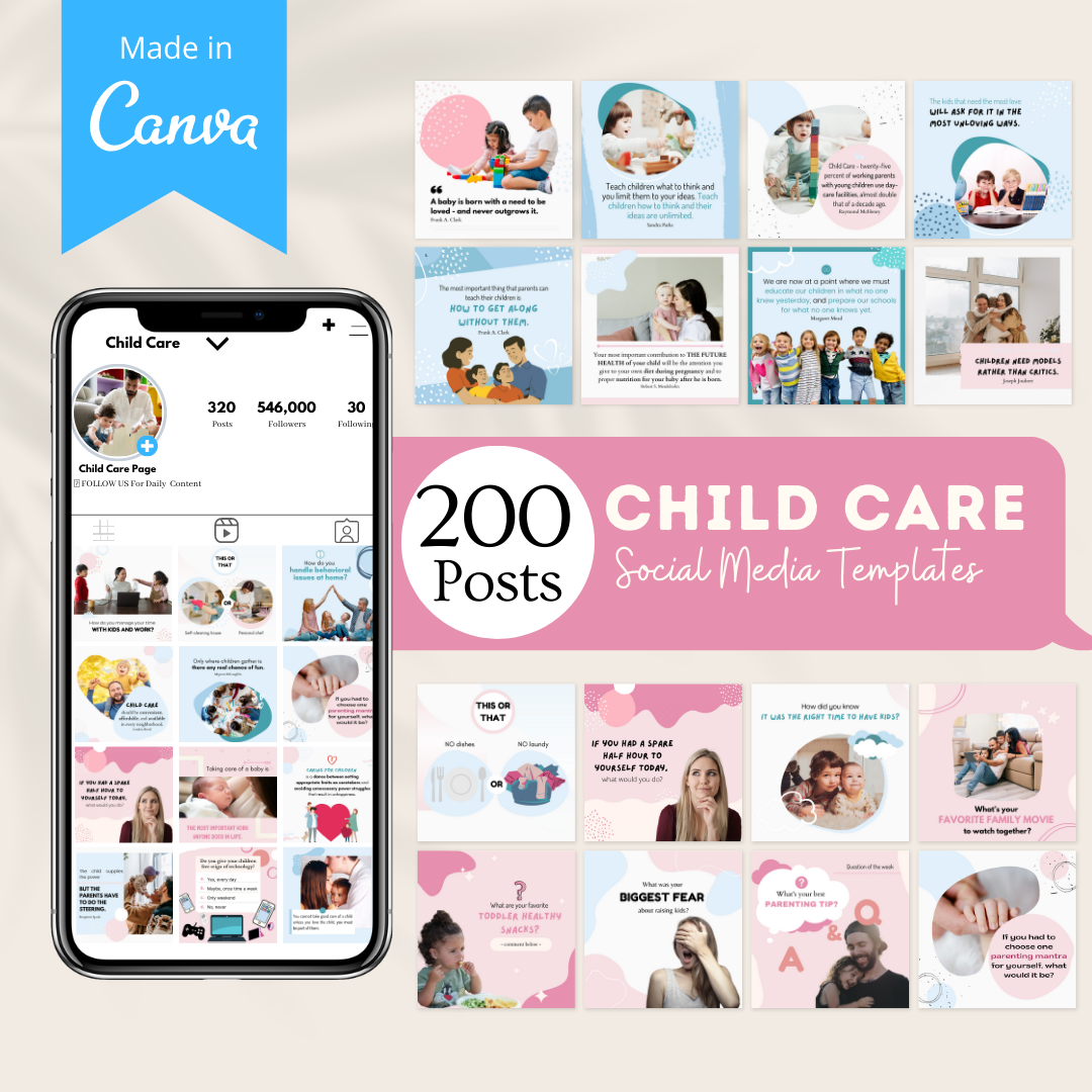 200 Child Care Posts - Social Media Templates