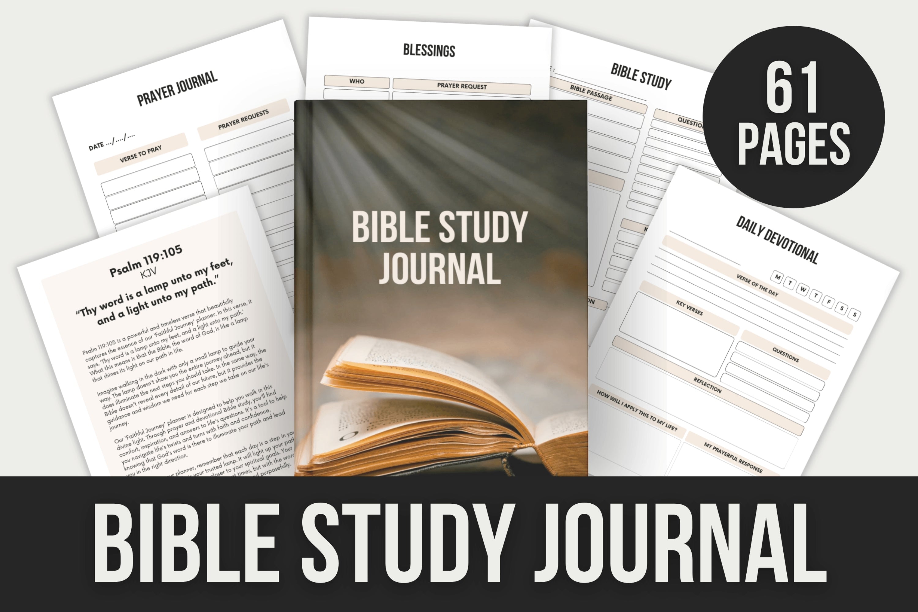 Bible Study Journal - 61 Pages – Viralcontent.design