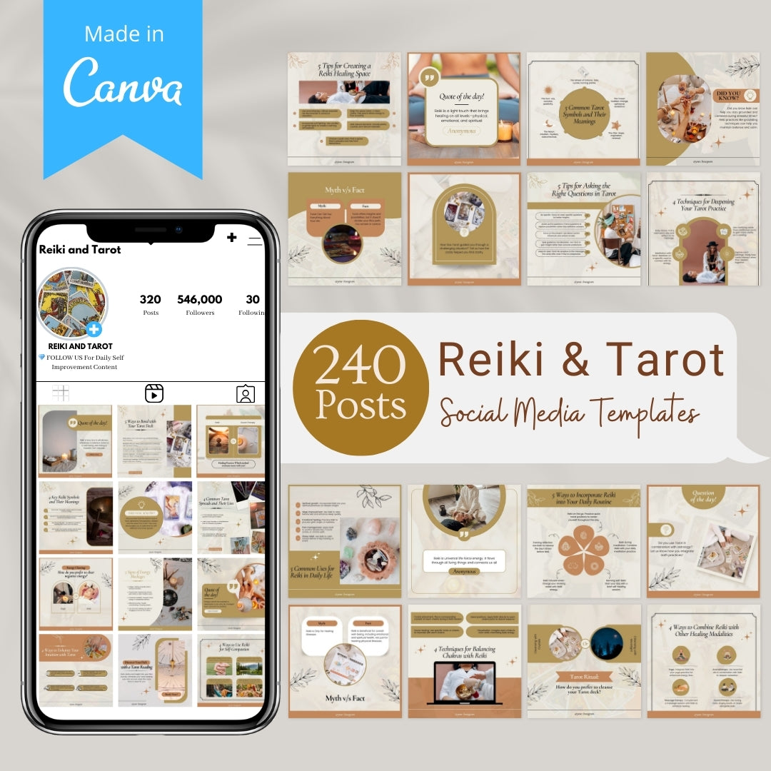 240 Reiki and Tarot Canva Templates