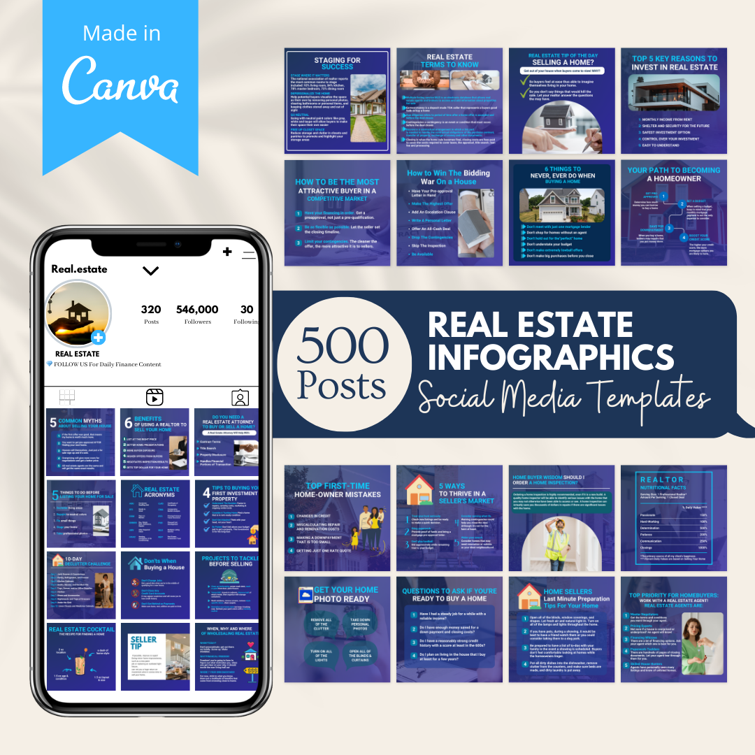 500 Real Estate Infographics - Social Media Template – Viralcontent.design