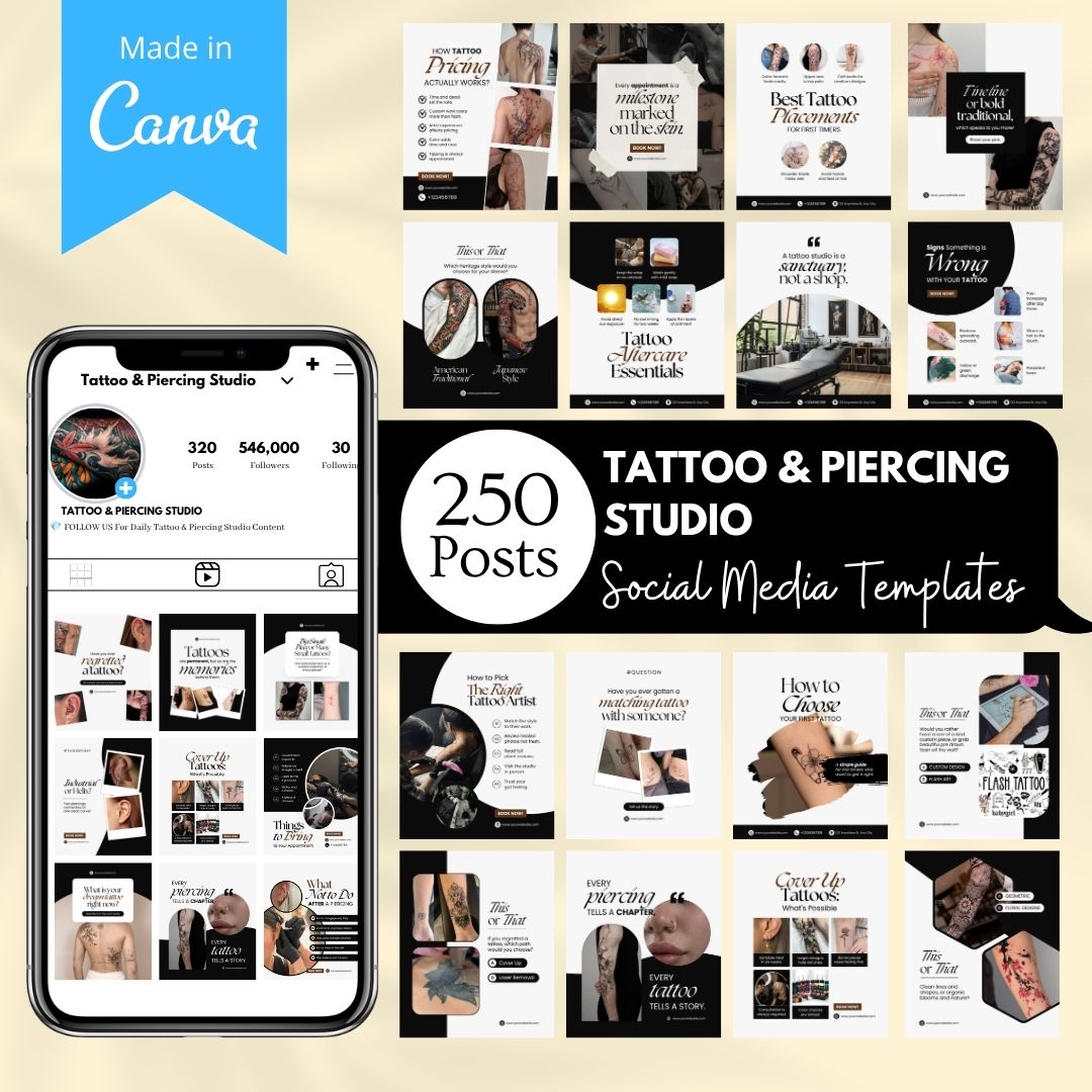 Tattoo & Piercing Studio - Social Media Templates