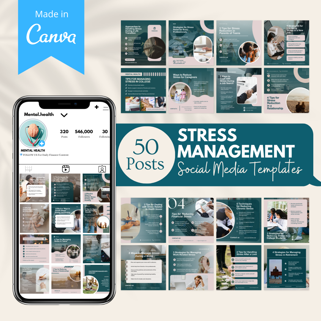 50 Stress Management - Social Media Templates