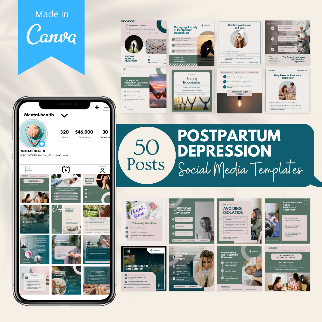 50 Postpartum Depression - Social Media Templates