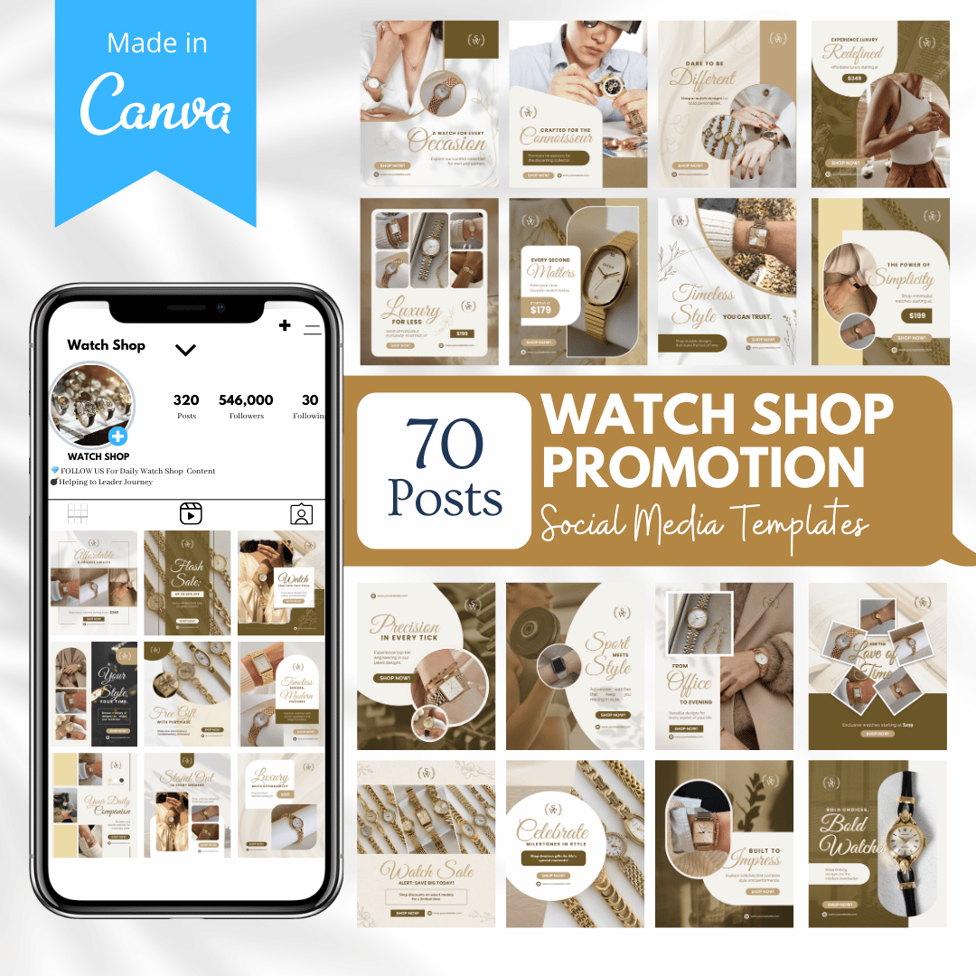 70 Watch Shop Promotion Canva Templates