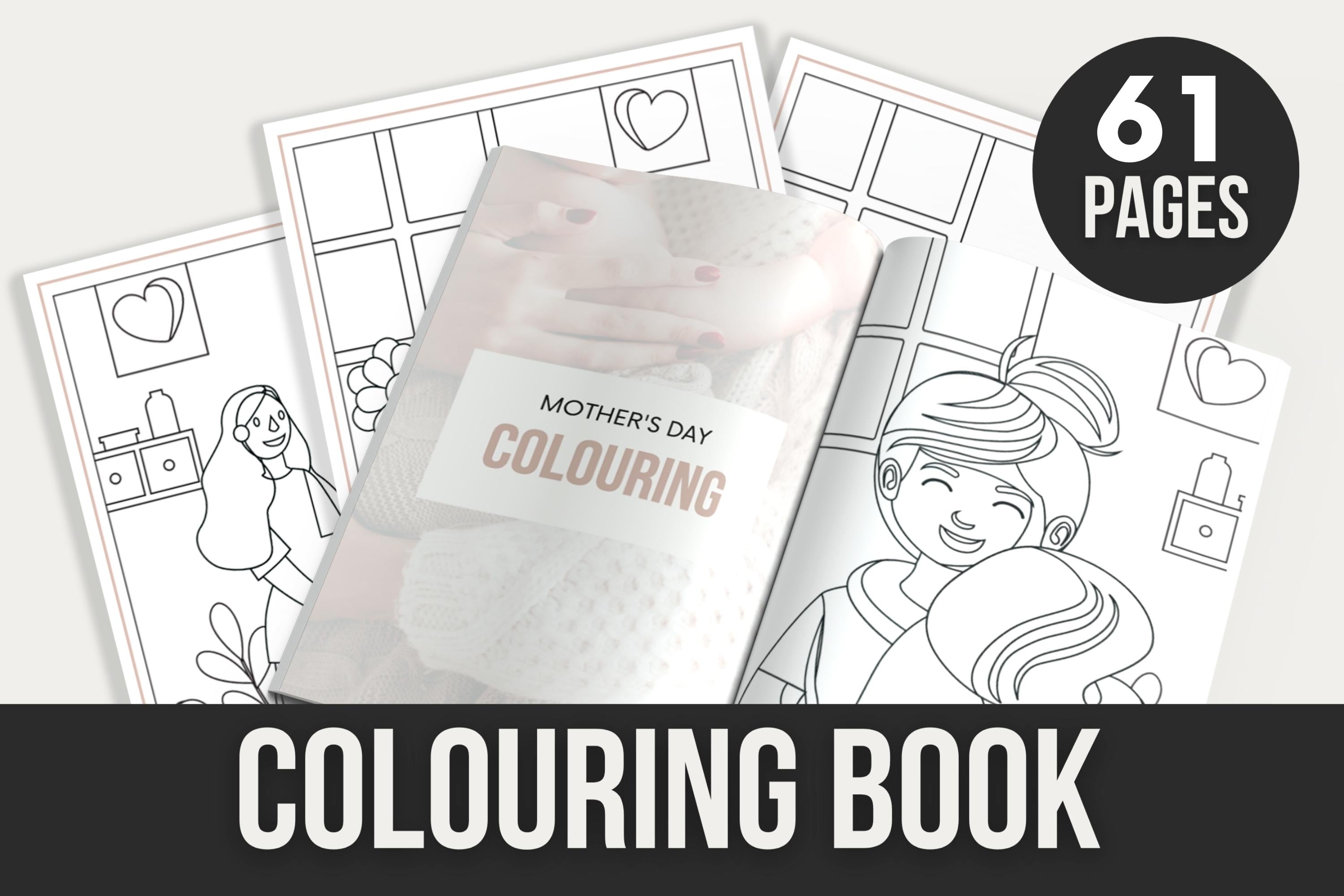 Mothers day colouring book - 61 pages