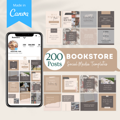 200 Bookstore Posts -  Social Media Canva Templates