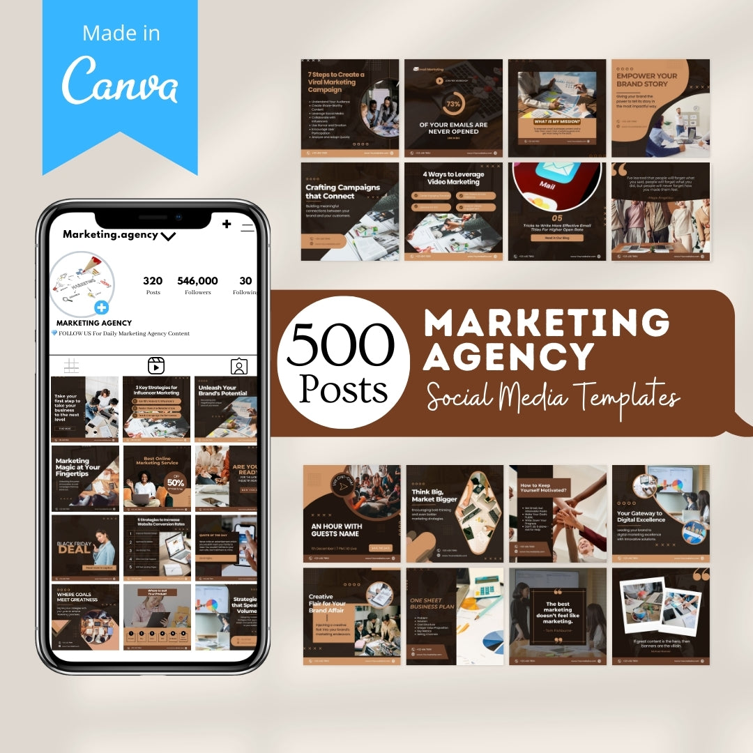 500 Marketing Agency Social Media Templates – Viralcontent.design