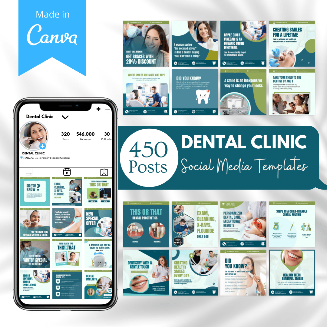 450 Dental Clinic Posts - Social Media Templates