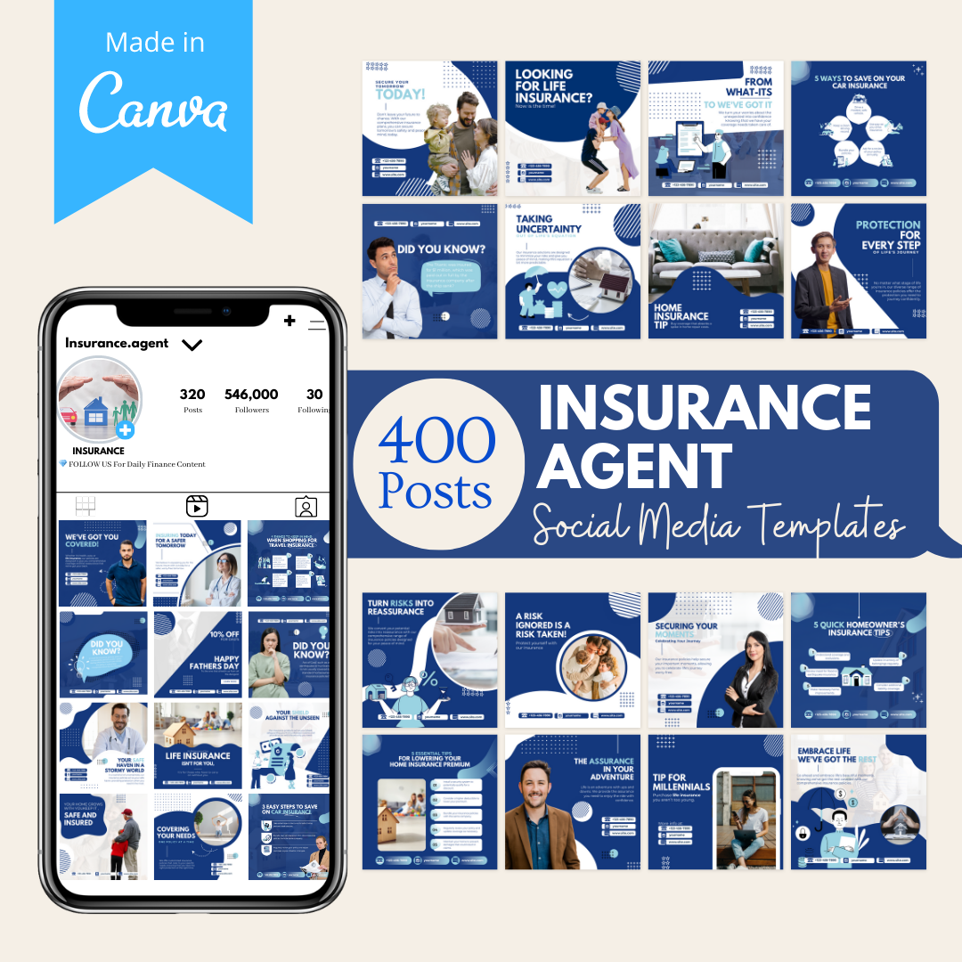400 Insurance Posts - Social Media Templates – Viralcontent.design
