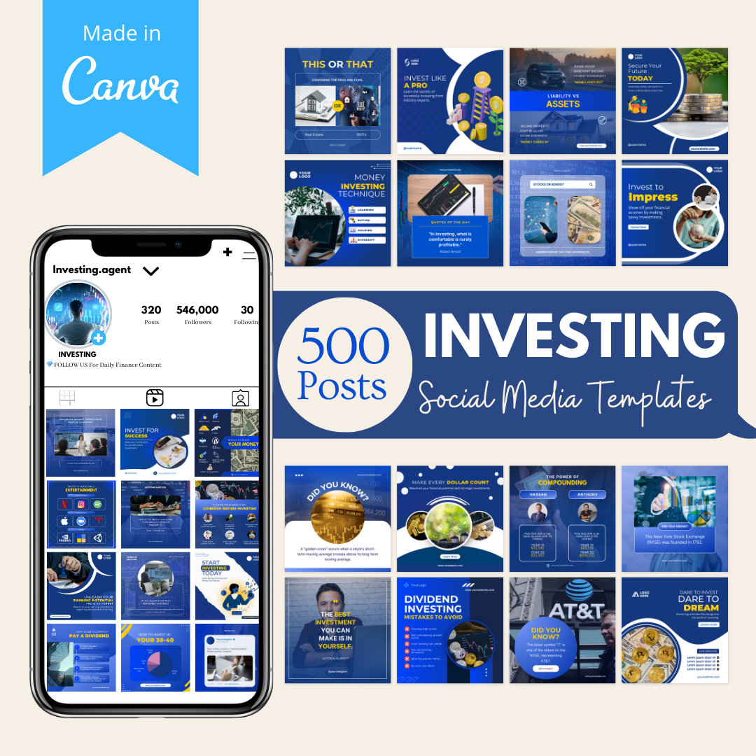 500 Investing Posts - Social Media Templates – Viralcontent.design