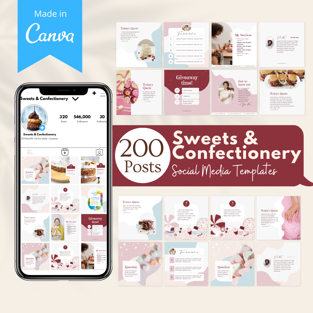 200 Sweets & Confectionery Posts - Social Media Templates