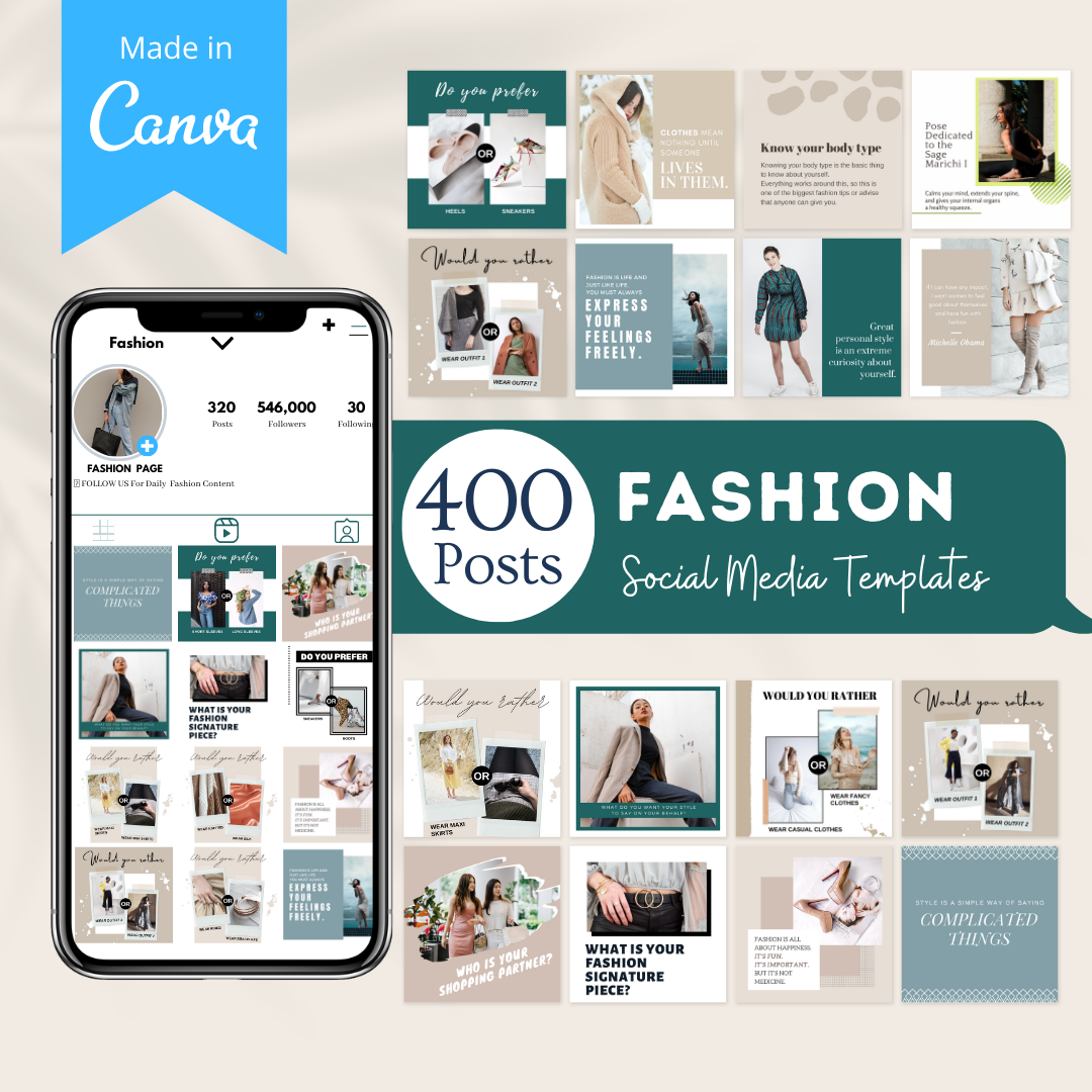 400 Fashion Posts - Social Media Canva Templates