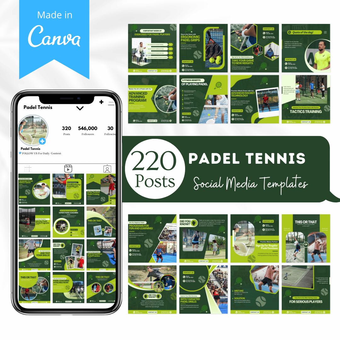 Padel Posts 220 Padel Tennis Posts - Social Media Posts – Viralcontent.design