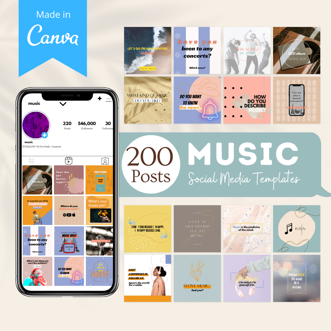 Live Music Posts 200 Music Posts - Social Media Templates – Viralcontent.design