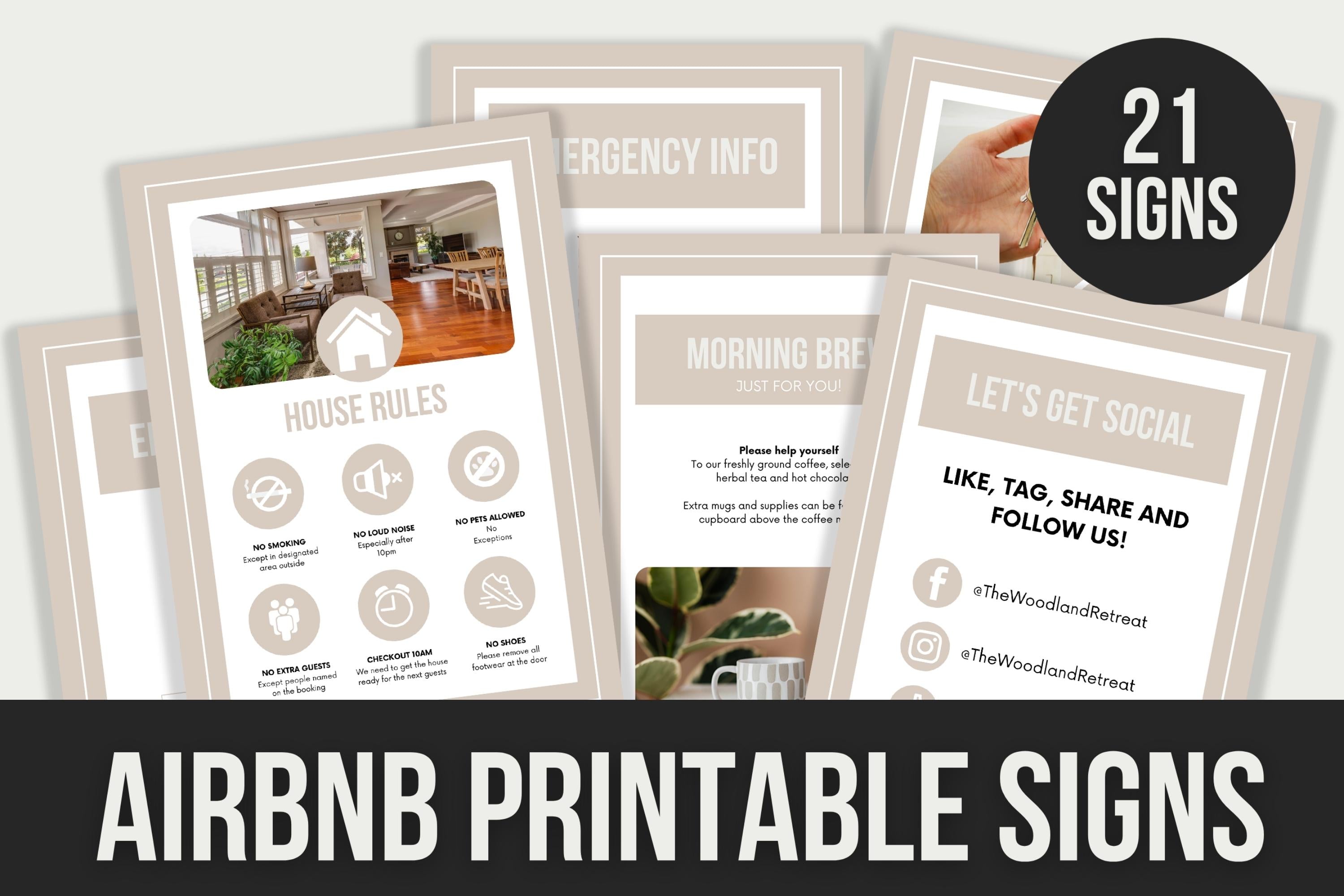 Airbnb & Host Printable Signs - 21 Pages