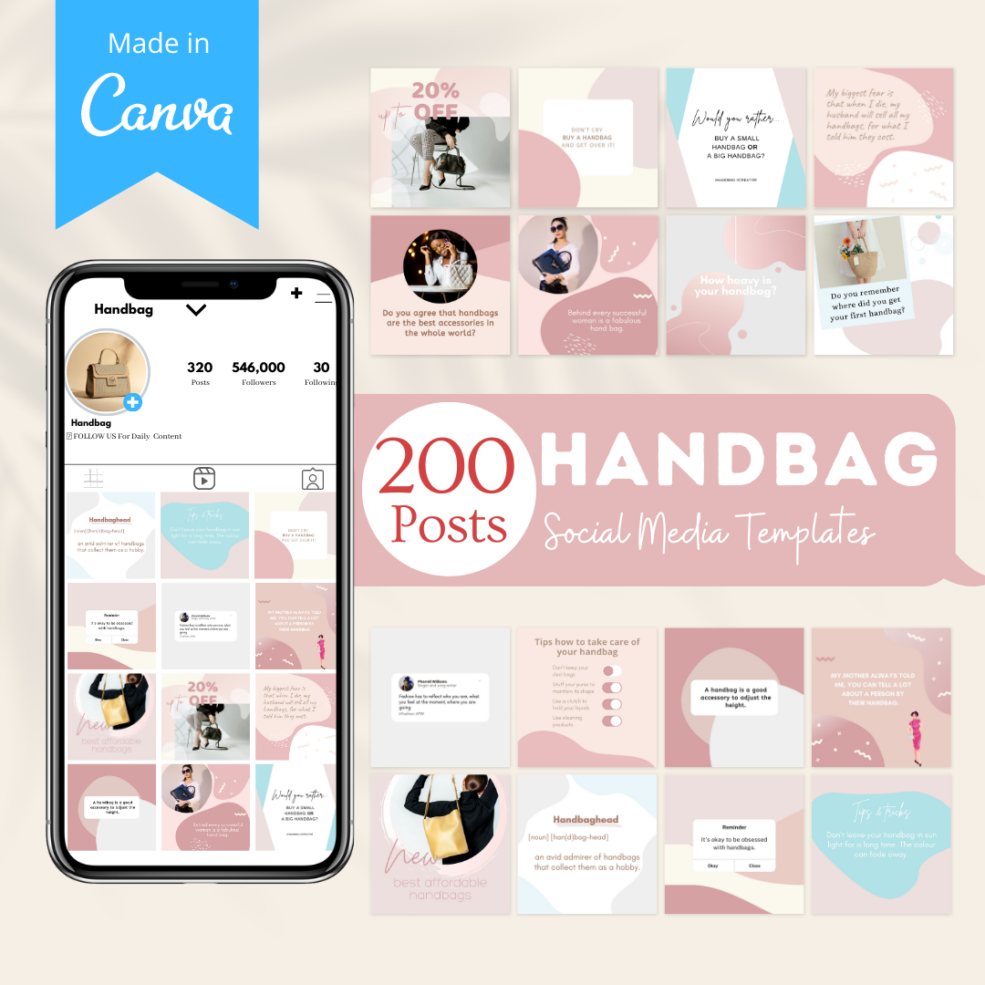 200 Handbag Posts - Social Media Templates