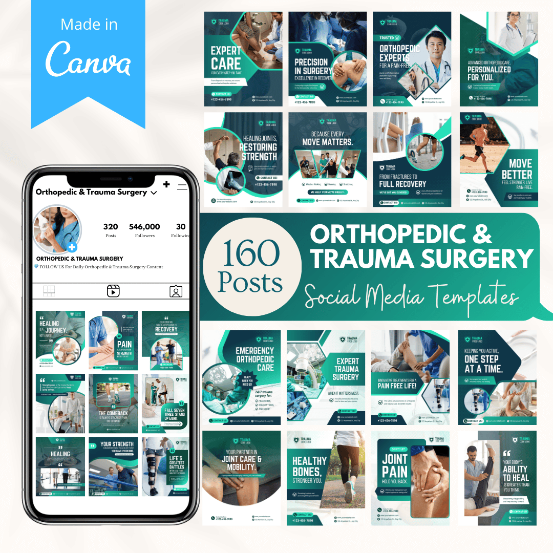 160 Orthopedic and Trauma Surgery Canva Templates