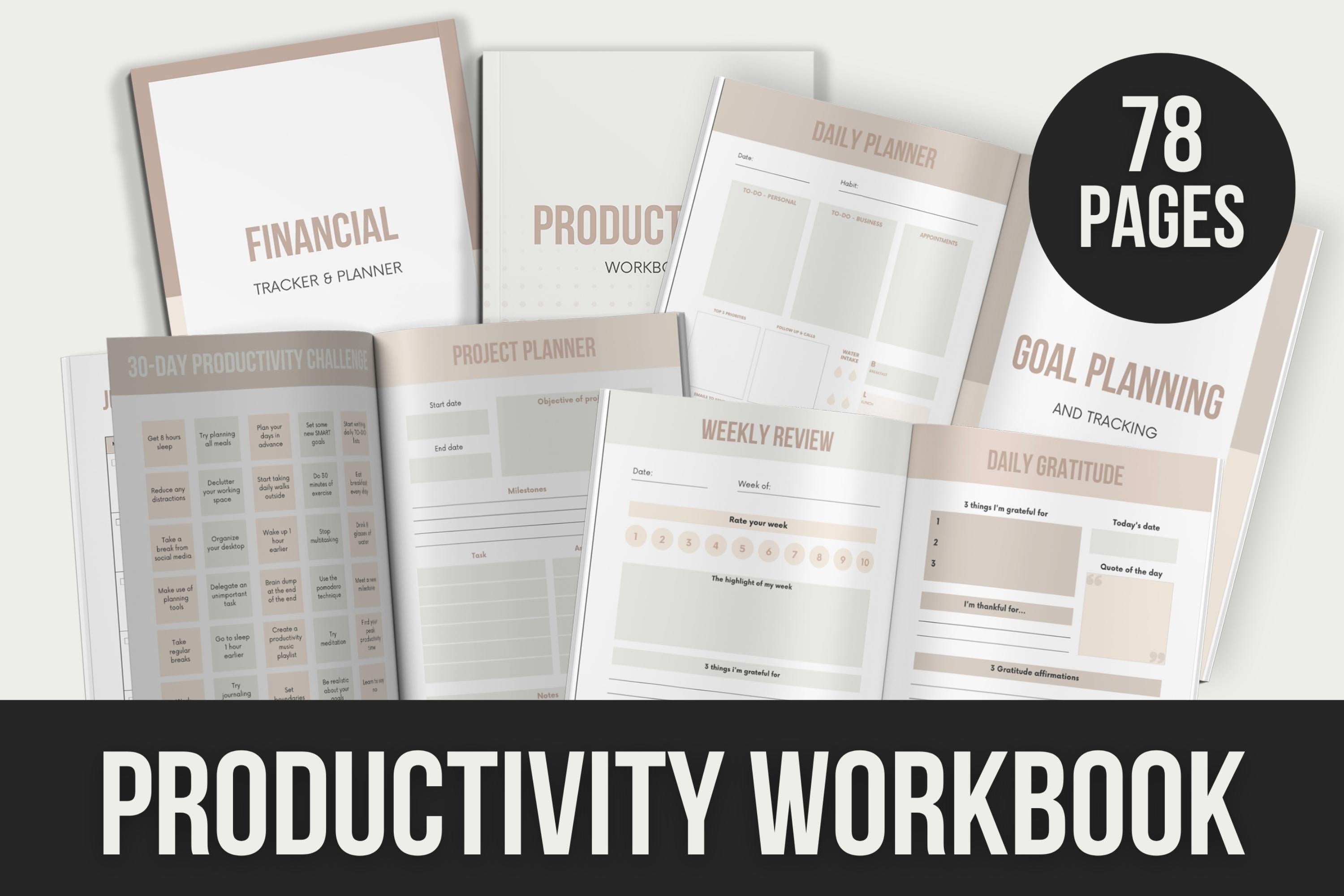 Productivity Workbook - 78 Pages