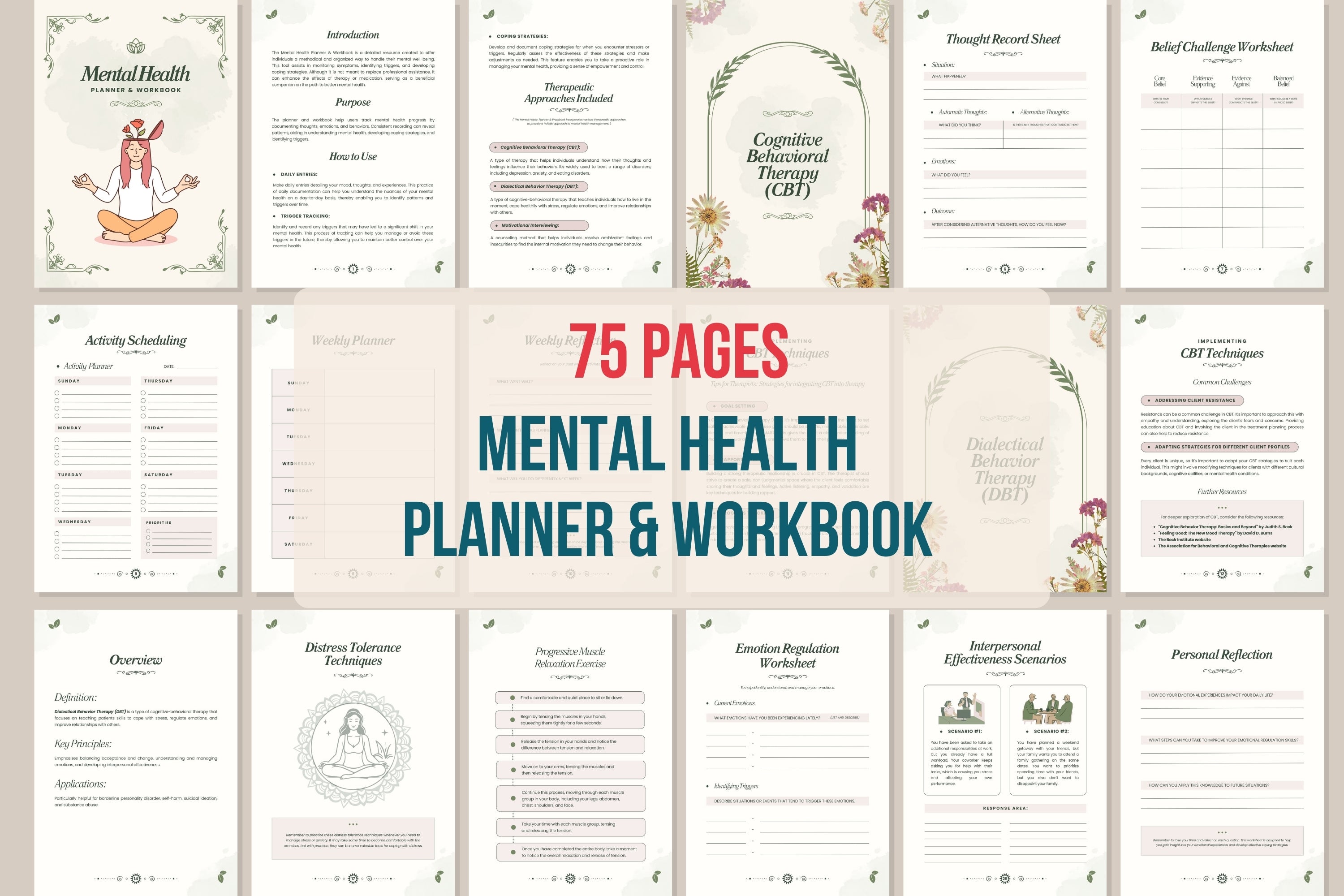 Mental Health Planner & Workbook - 75 Pages – Viralcontent.design