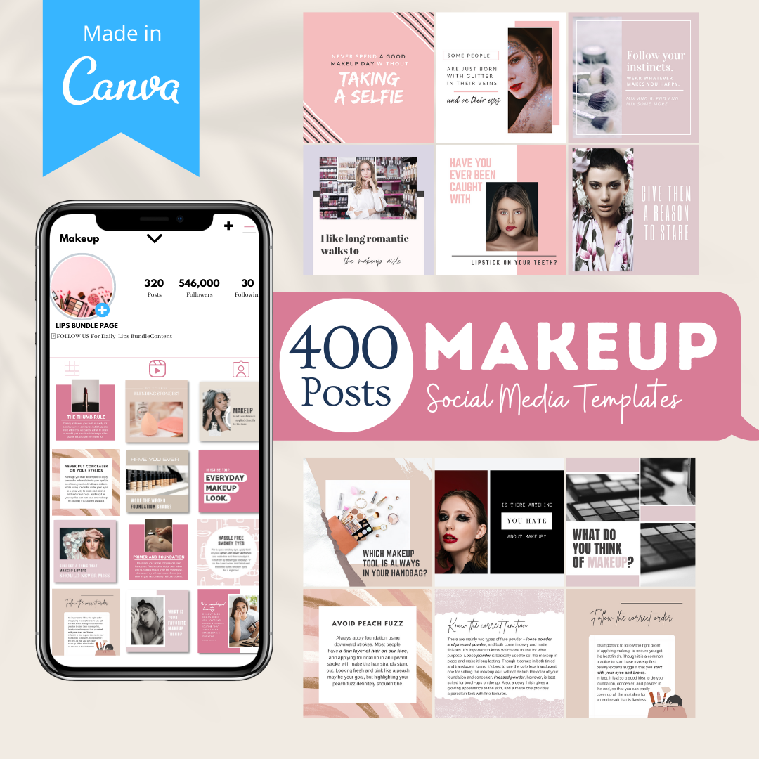 Makeup Post 400 Makeup Posts - Social Media Canva Templates – Viralcontent.design