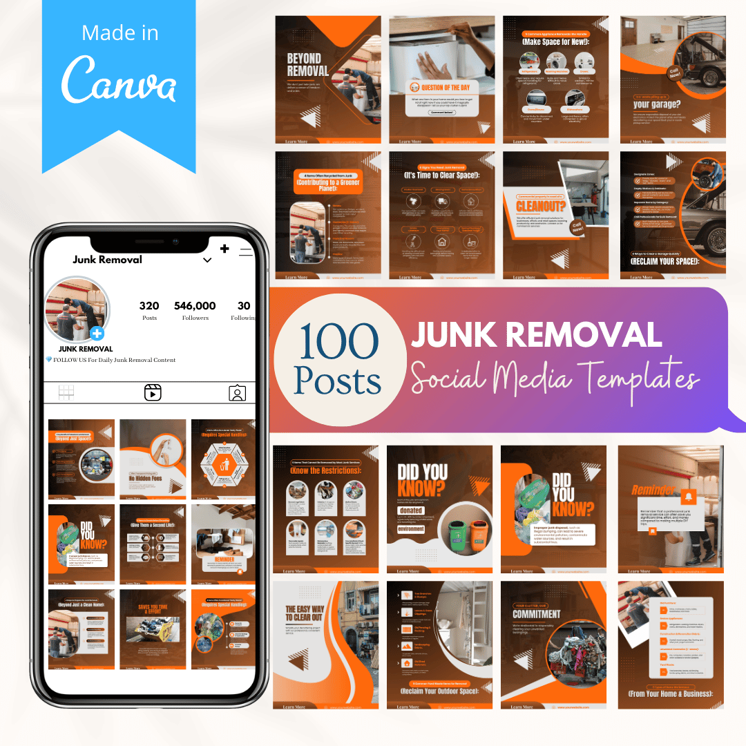 100 Junk Removal Canva Templates