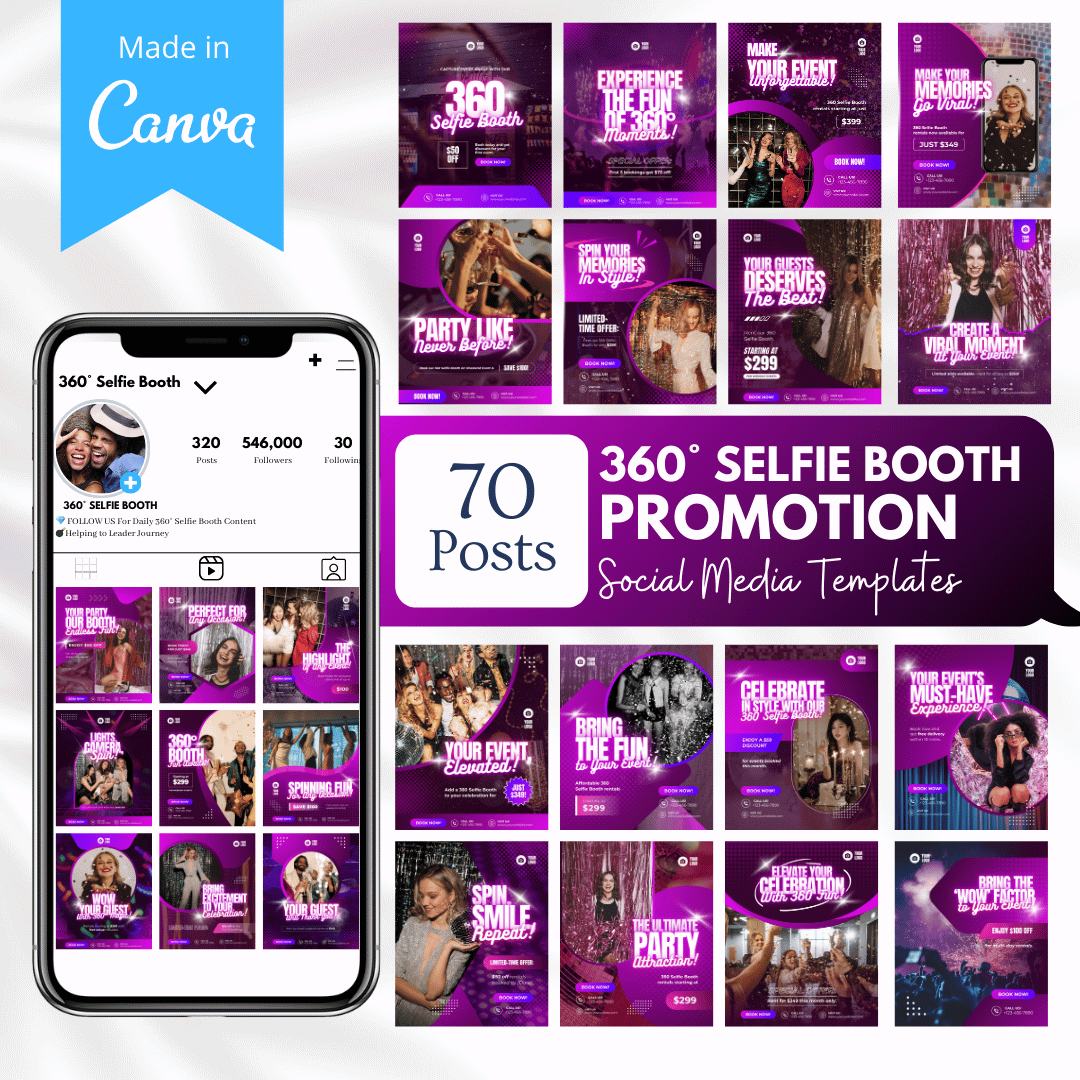 70 Selfie Booth Promotion Canva Templates