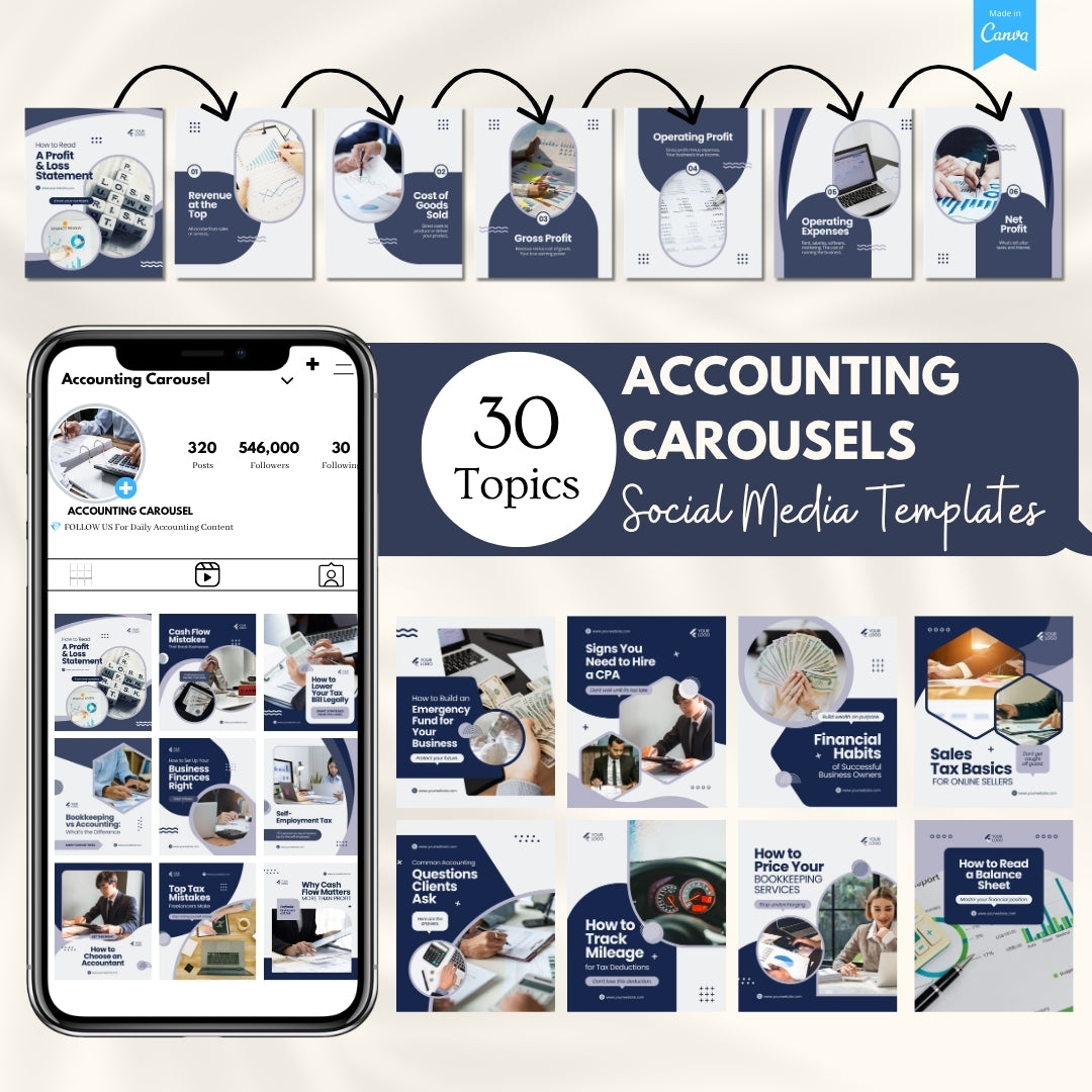 Accounting Carousels Bundle - 30 Done-For-You Topics