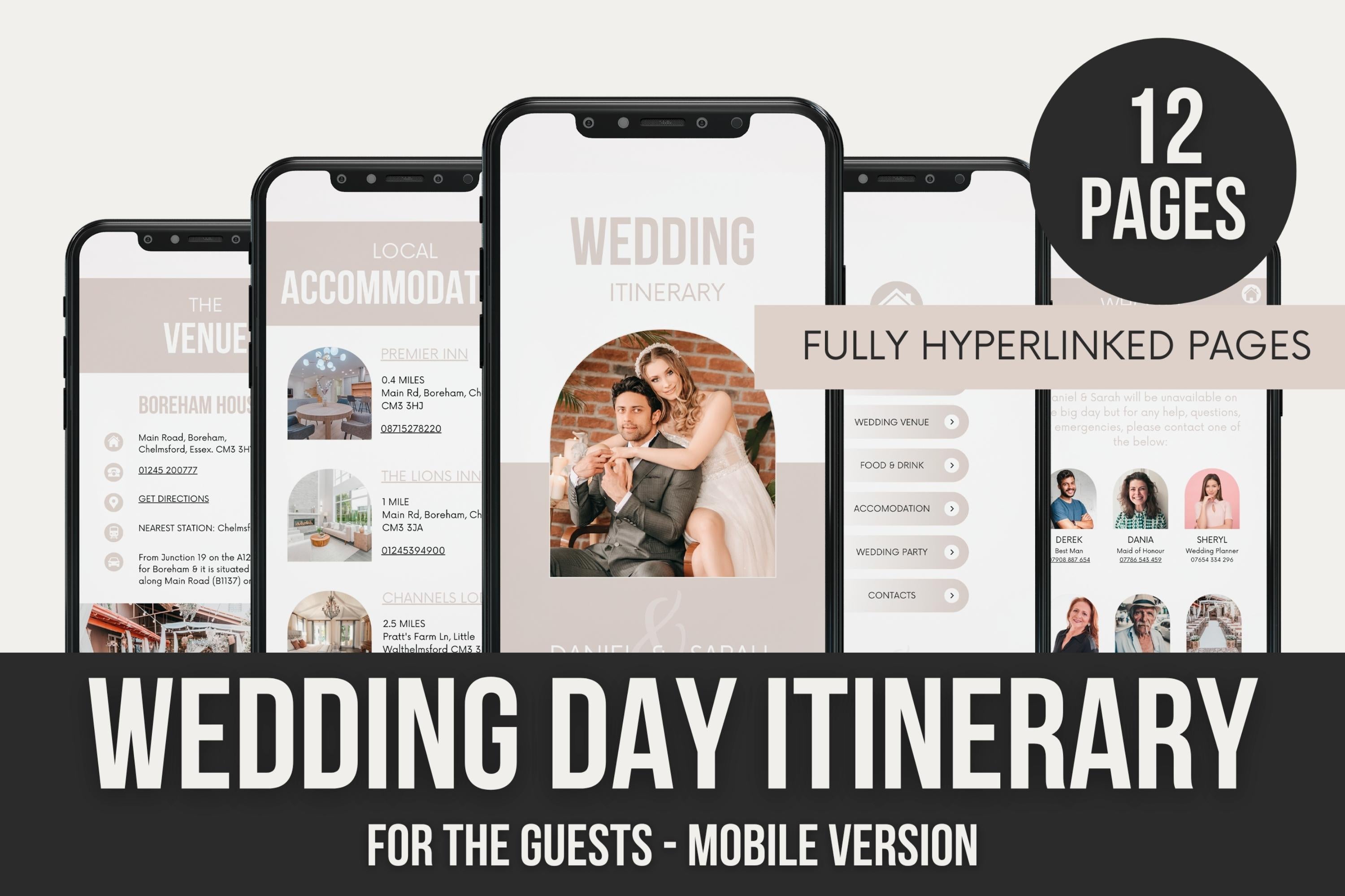 Wedding Itinerary For Guests | Mobile | 12 Pages