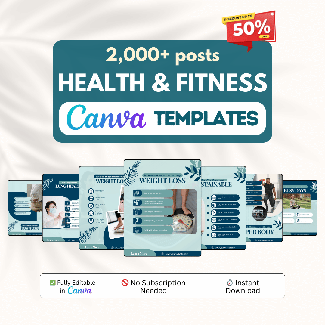 2000+ Fitness, Nutrition & Health Bundle - Social Media Templates