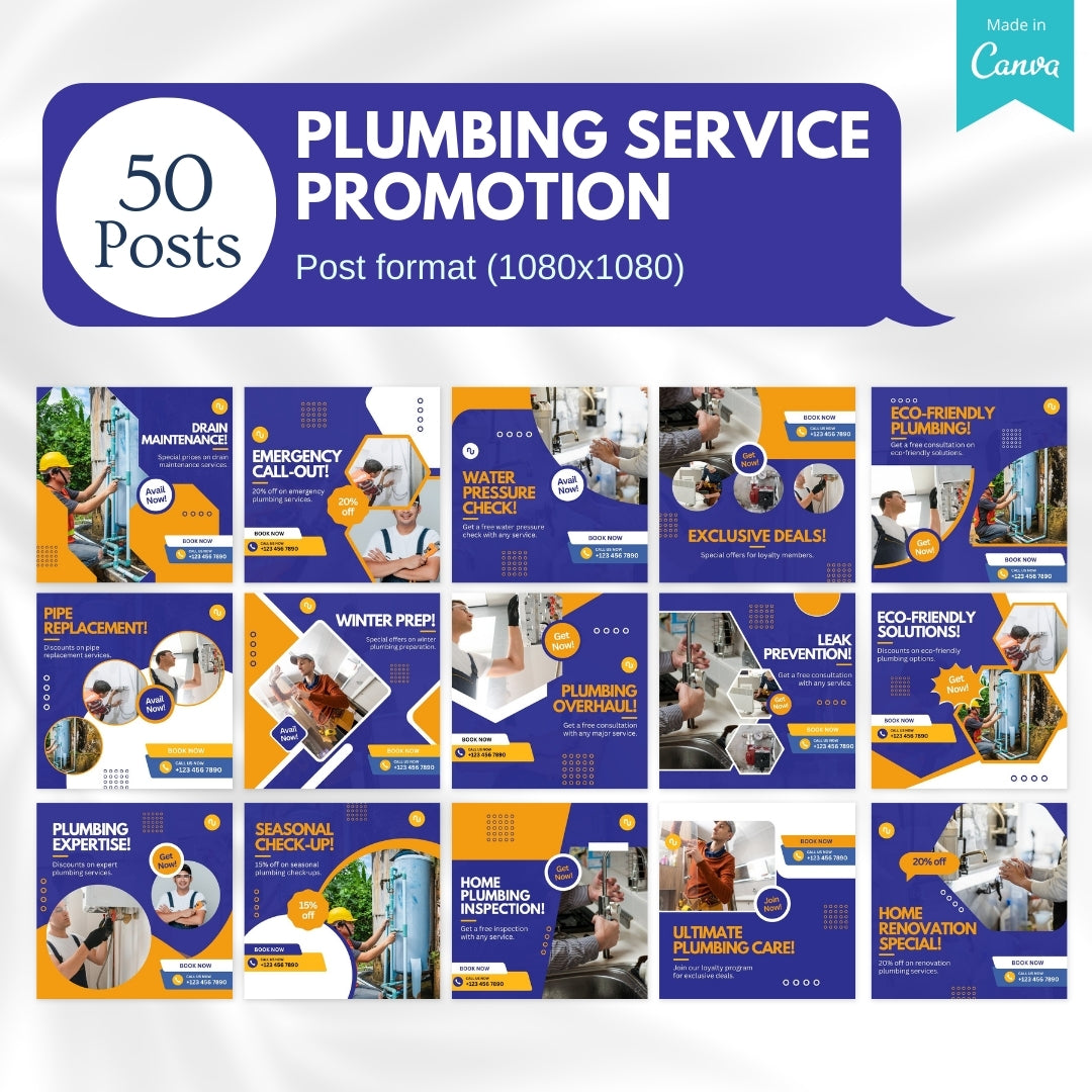 70  Plumbing Service Promotion Canva Templates