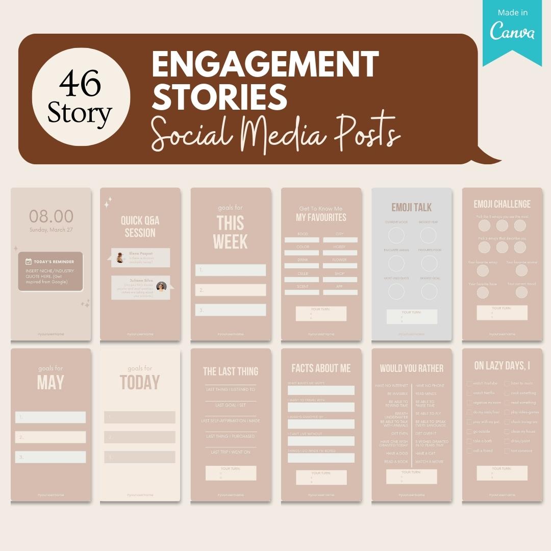 46 Engagement Stories Instagram - Social Media Templates