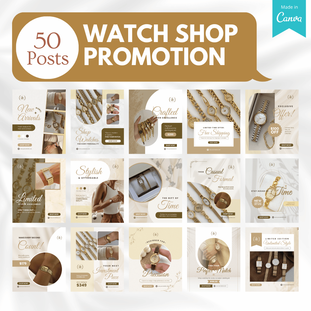 70 Watch Shop Promotion Canva Templates