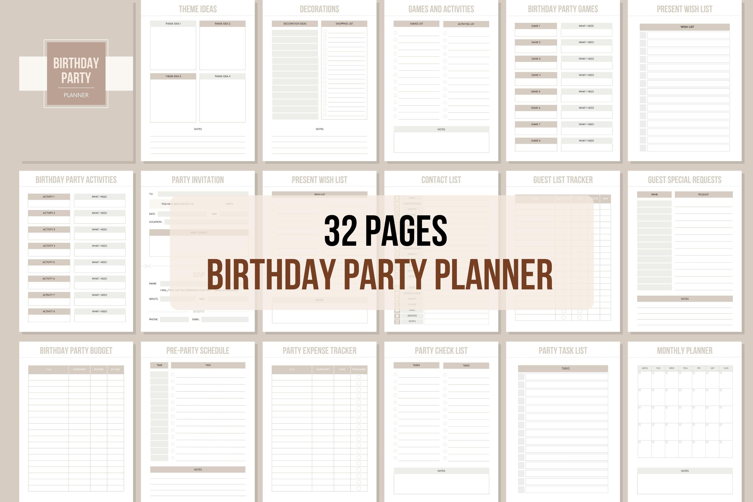 Birthday Party Planner - 32 Pages