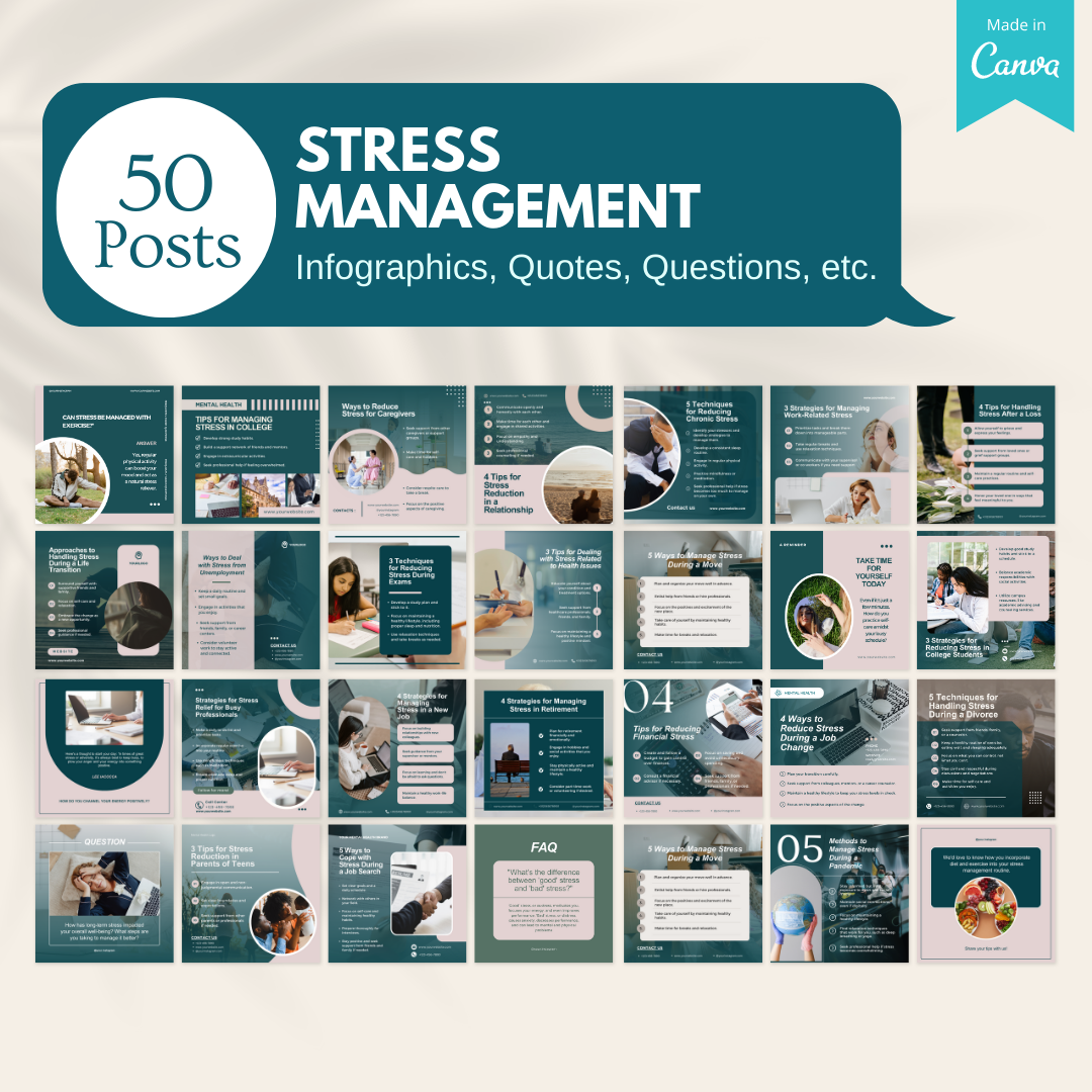 50 Stress Management - Social Media Templates