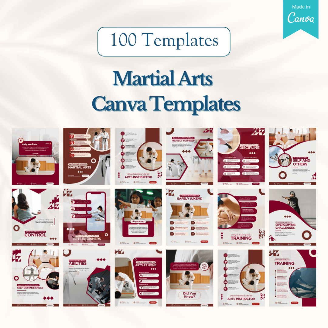 100 Martial Arts Canva Templates