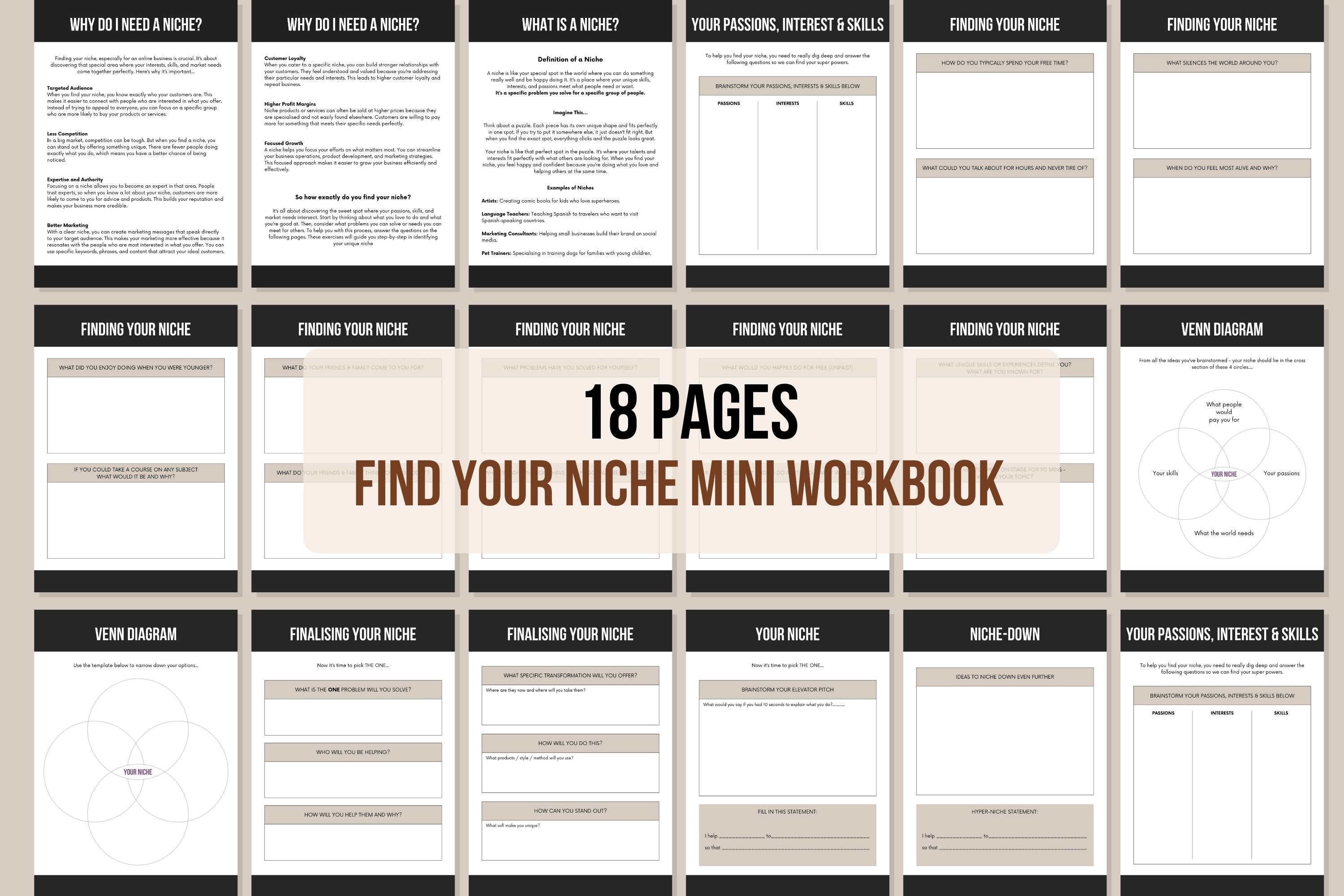 Find Your Niche Mini Workbook - 18 Pages