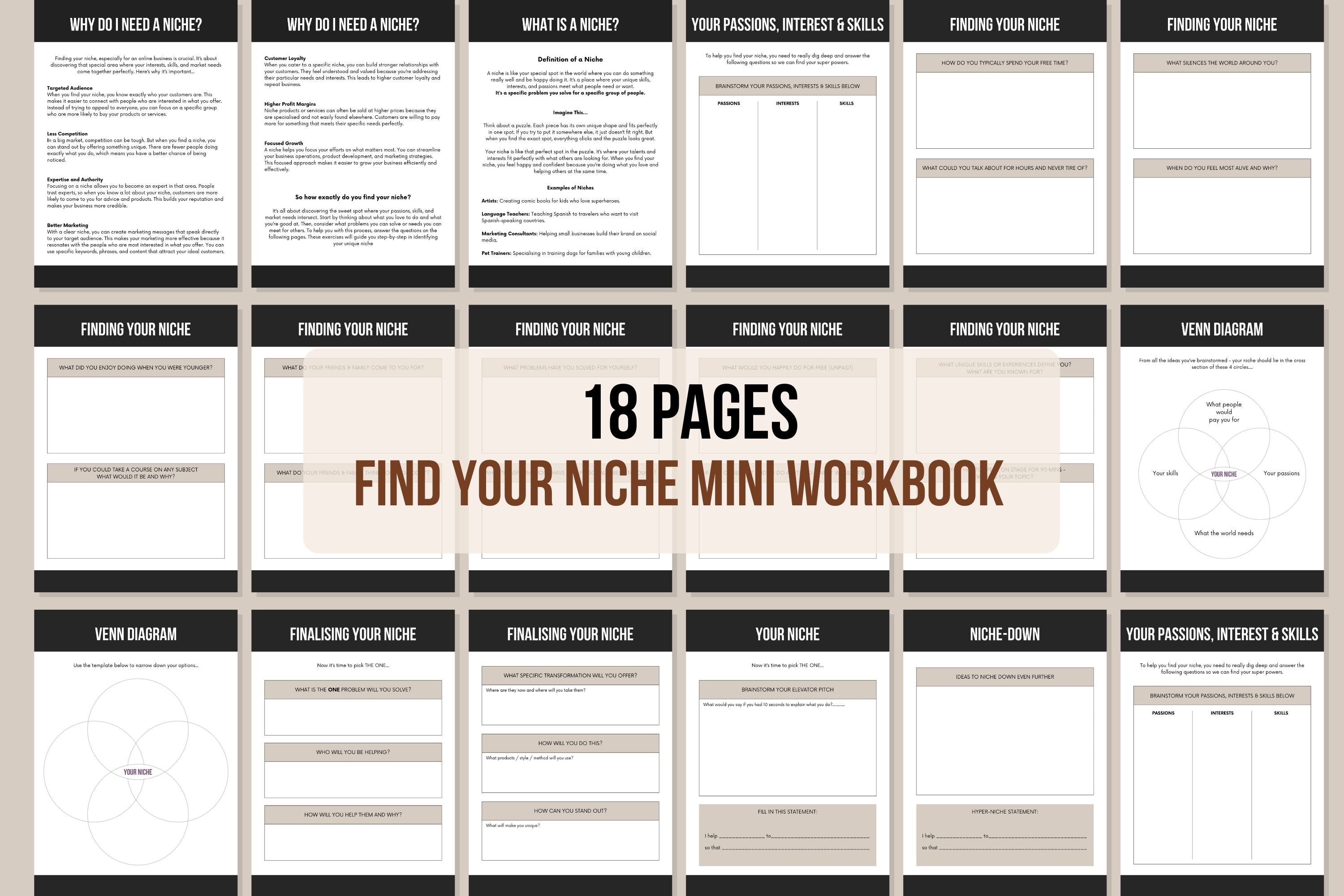 Mini Workbook Example Find Your Niche Mini Workbook - 18 Pages – Viralcontent.design