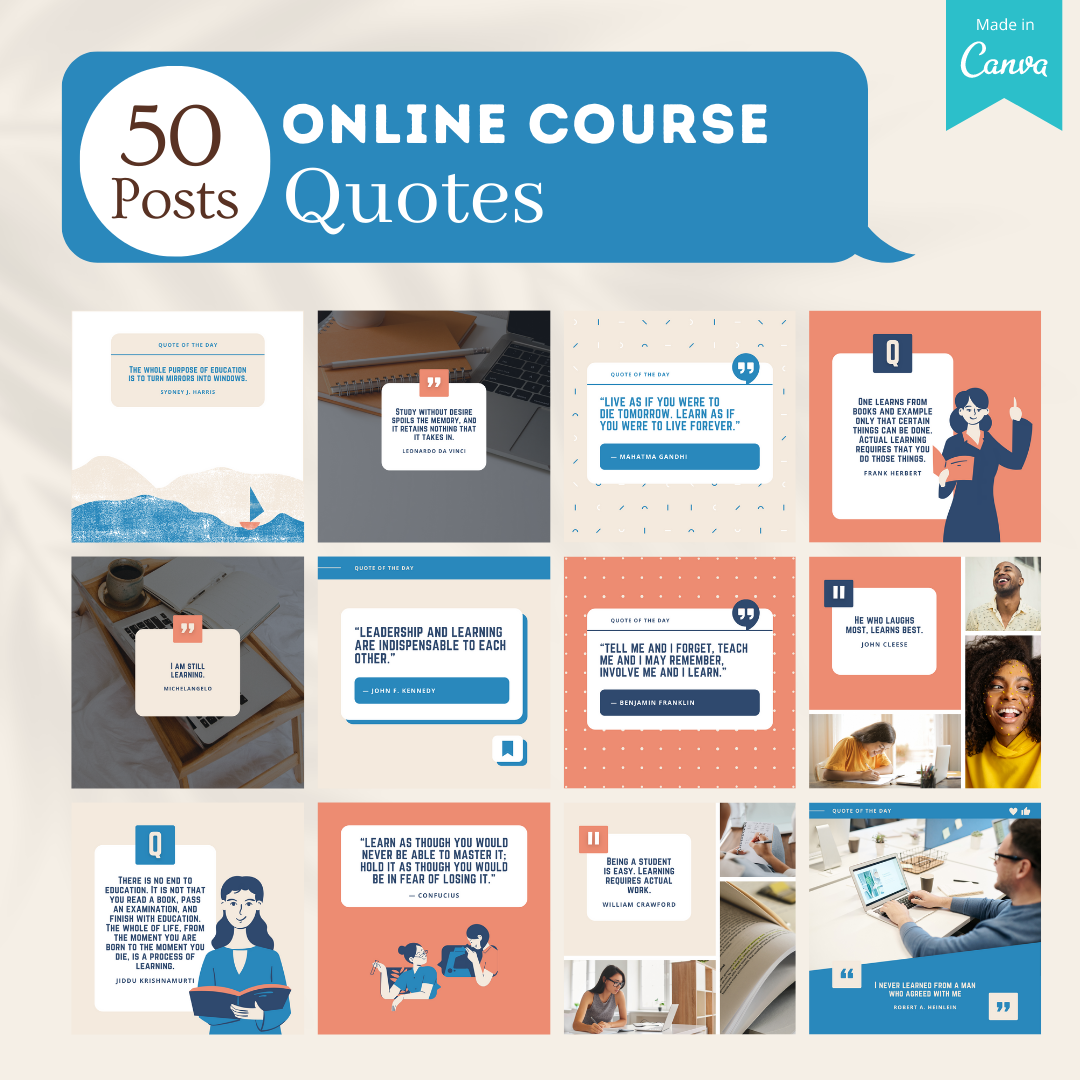 200 Online Course Posts - Social Media Templates – Viralcontent.design