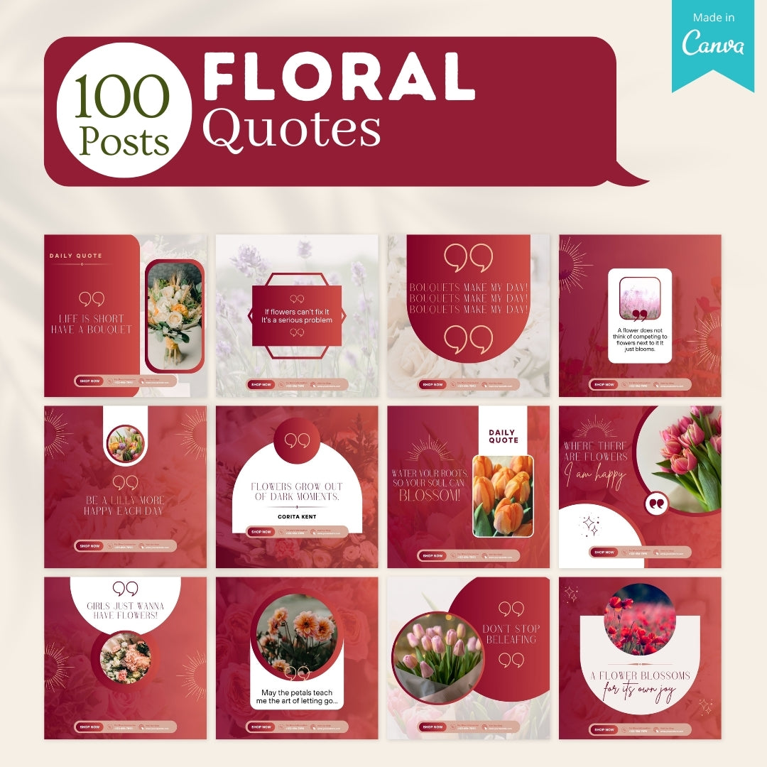 300 Floral Posts -  Social Media Canva Templates