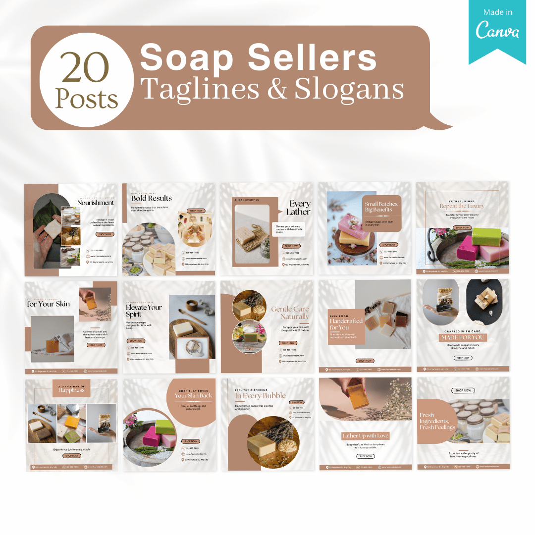 270 Soap Posts - Social Media Canva Templates