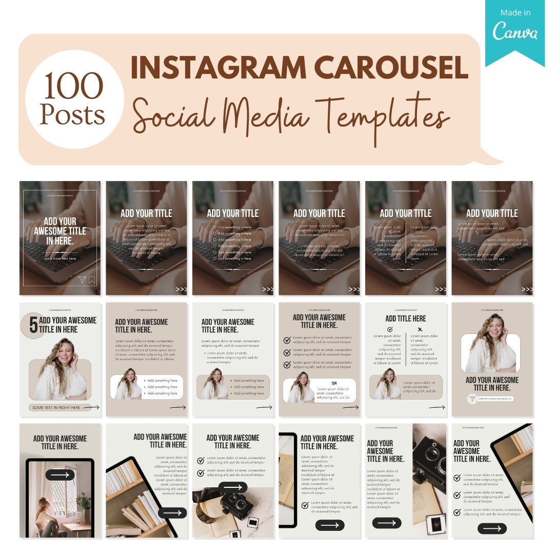 Instagram Carousel Templates - 100 Posts / 15 Carousels