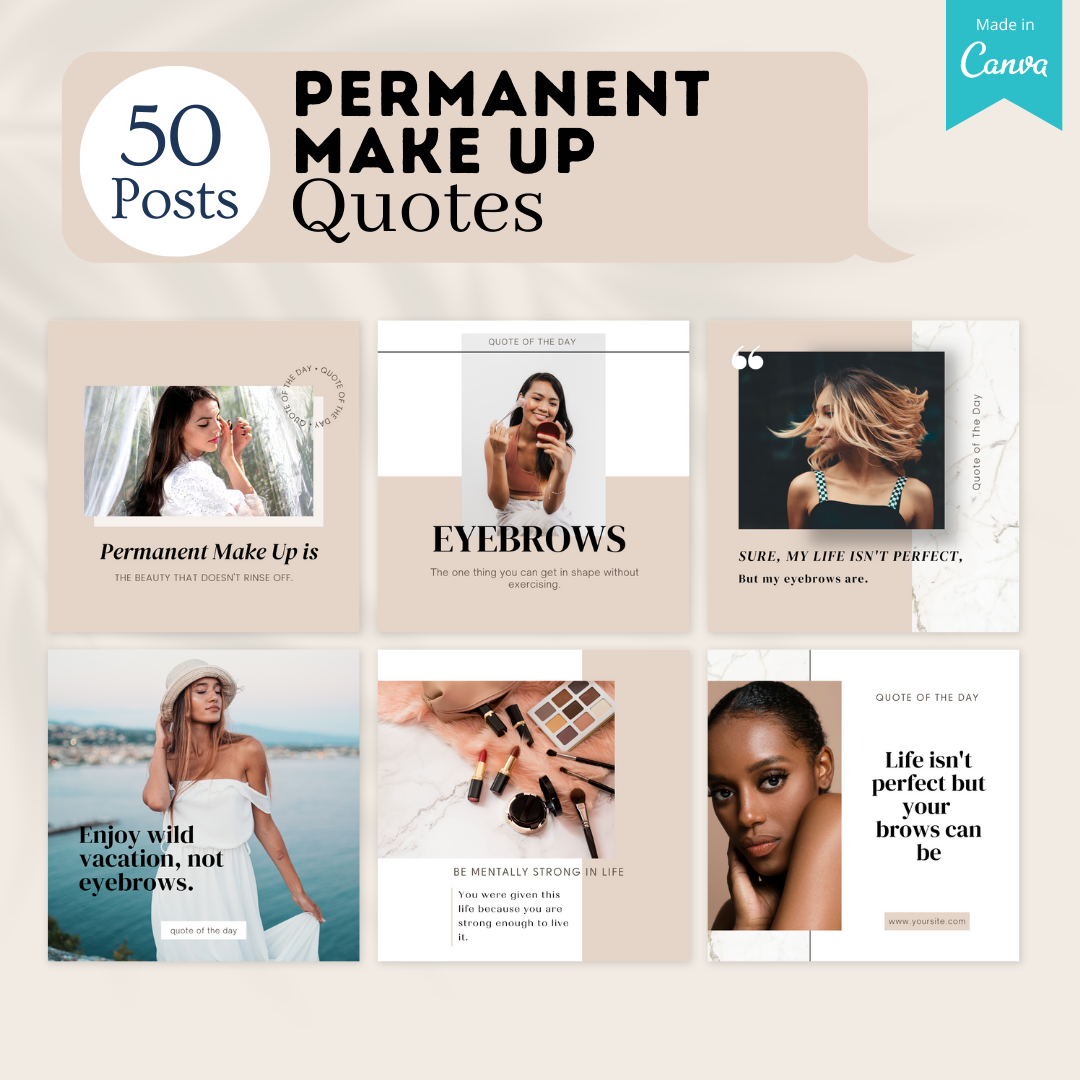 200 Permanent Make Up Posts - Social Media Canva Templates