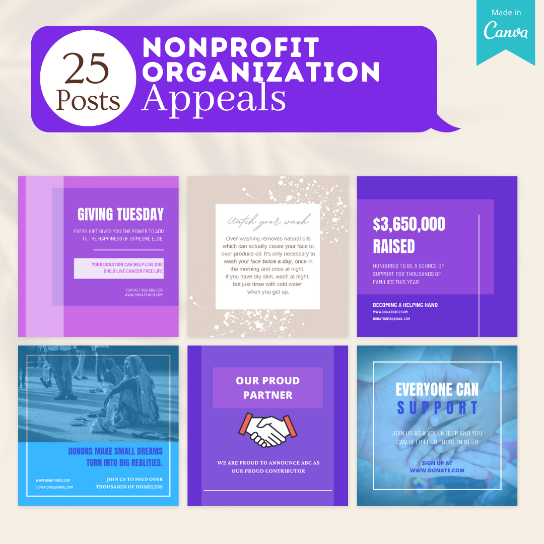 Organizations Posts 200 Nonprofit Organization Posts - Social Media Templates ...