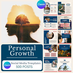 500 Personal Growth Posts - Canva Editable Templates