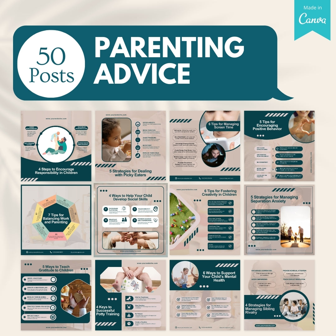 50 Parenting Advice Canva Templates