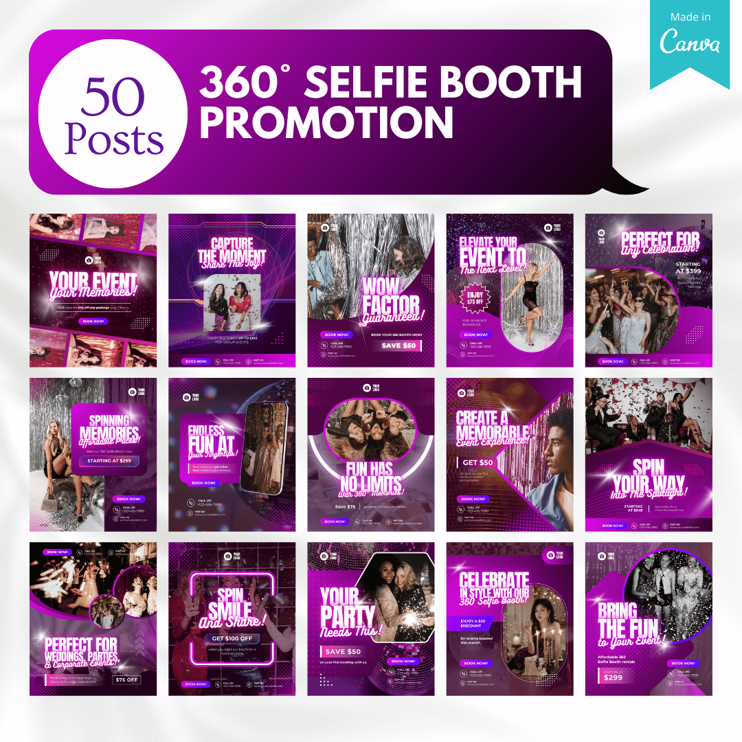 70 Selfie Booth Promotion Canva Templates