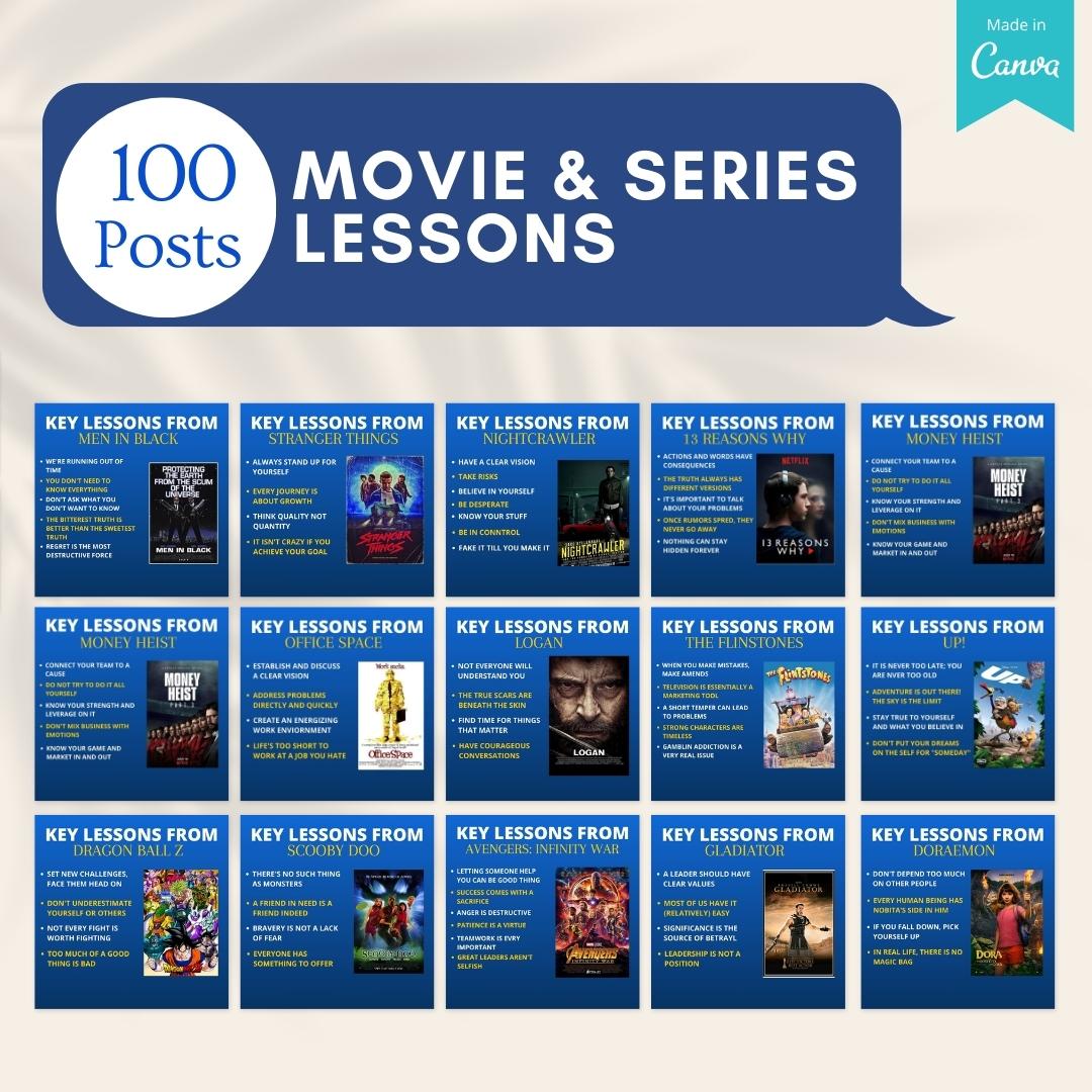 100 Movie & Series Key Lessons - Social Media Templates