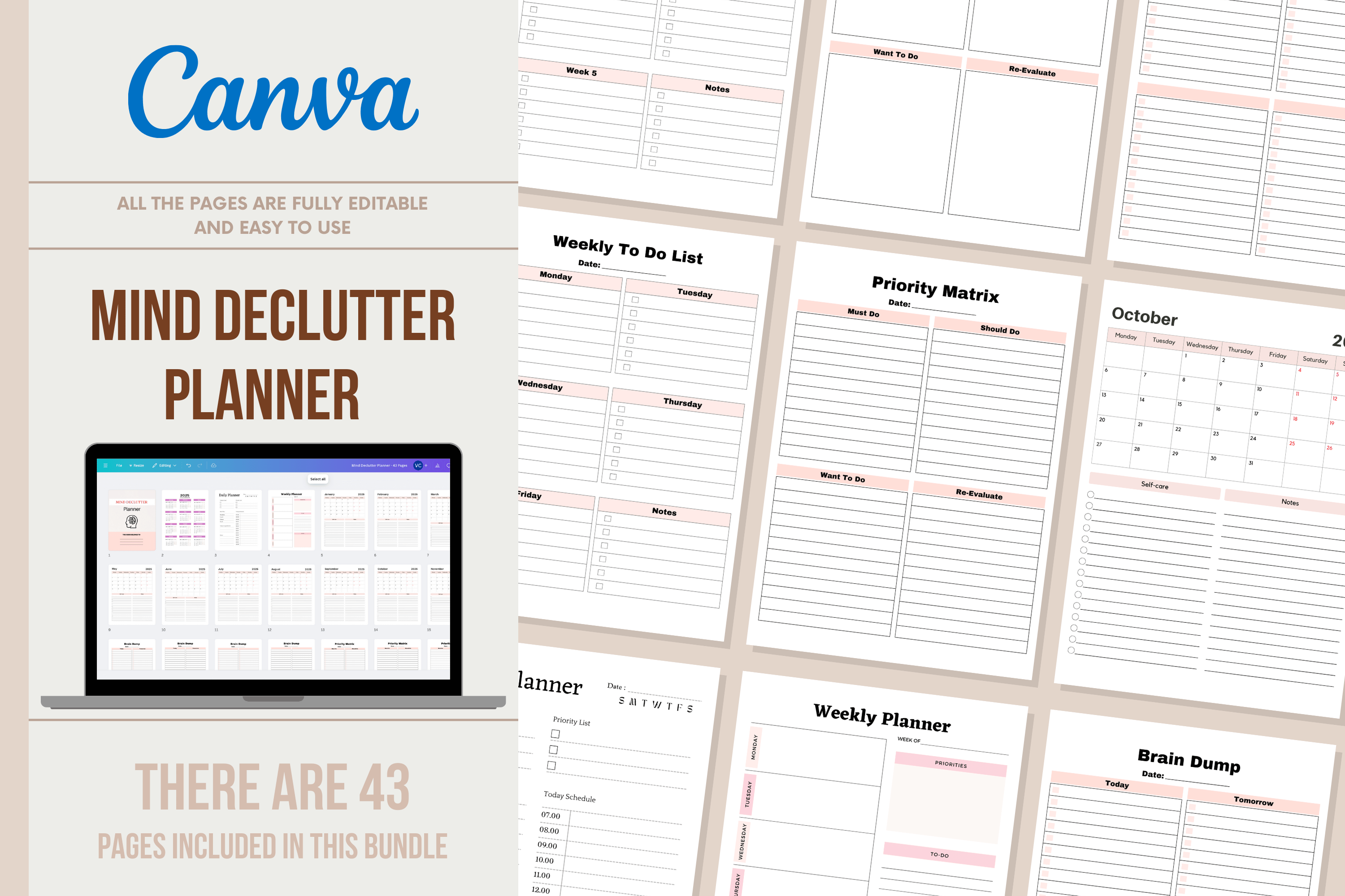 Mind Declutter Planner: 43 Pages